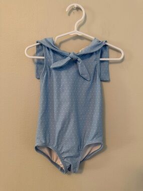 Minnow Blue Dot Tie-Back Kids One-Piece Swimsuit
